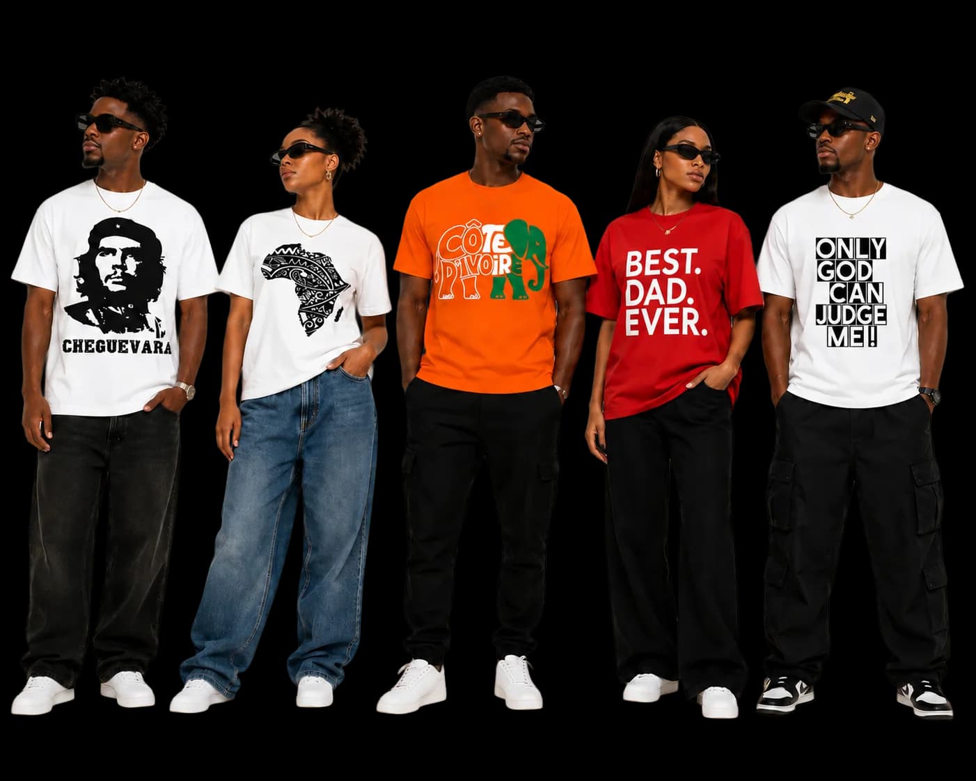 Duo portant le t-shirt « Blessed Since Birth »